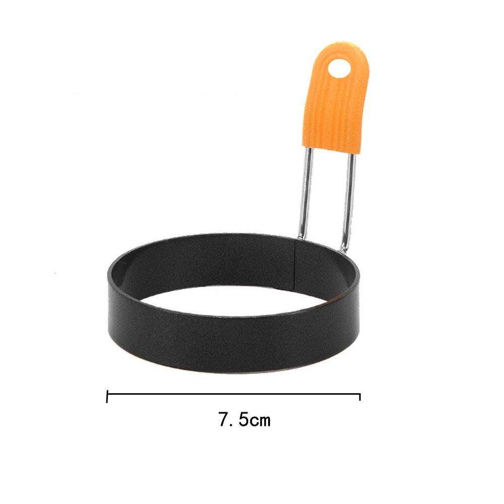 2 Anneaux à Omelette Antiadhésifs En Fer - Avec Pinceau En Silicone, Poignées Pliables Jaune Et Bleue | Pour œufs Au Plat, Crêpes, Biscuits Ronds