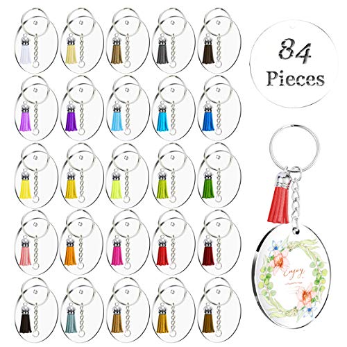 28 Sets Round Clear Acrylic Discs With Key Chains And Tassels, Acrylic Keychain Blanks With Holes For Vinyl, Laser Cut Circles And Colorful Tassel Pendants For Diy Projects And Crafts #TOP18