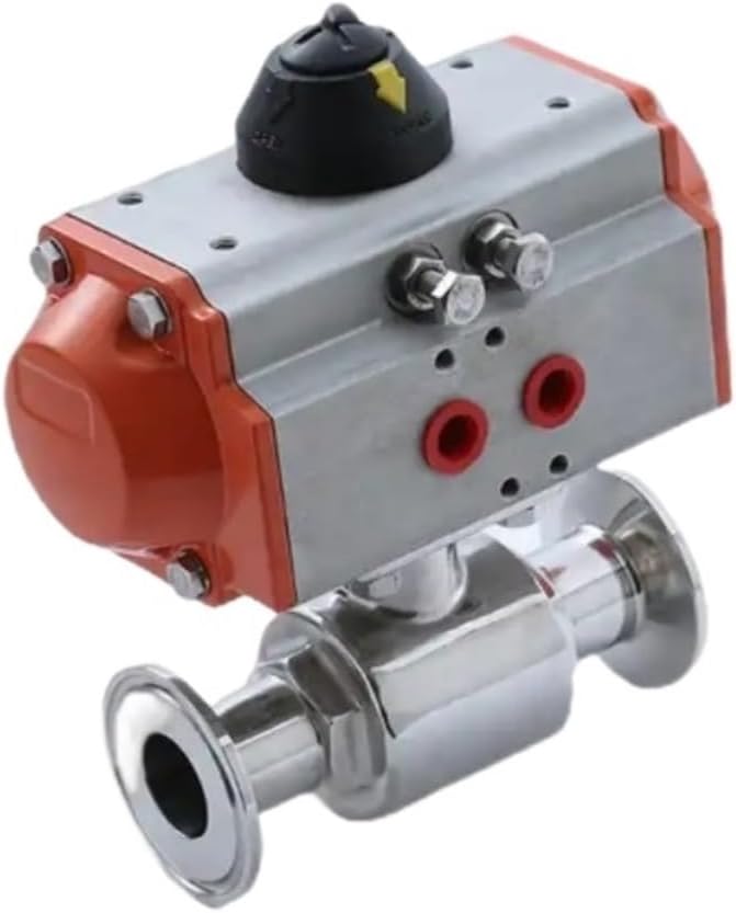 76mm 304 Stainless Steel Sanitary Ball Valve Two Piece Tri Clamp Type with Double Acting Cylinder