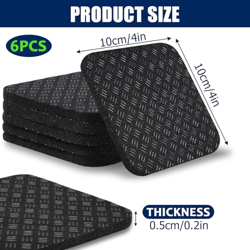 TOBWOLF 6PCS Treadmill Mat Pads, 4" x 4" x 0.2" Double-sided Non-slip Exercise Equipment Mat for Floor Protection, High Density Silicone Anti Vibration Pad for Treadmill, Walking Pad, Exercise Bike - Image 4