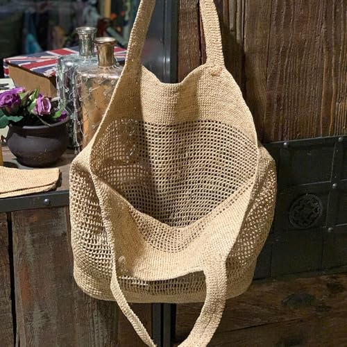 Raffia Straw Woven Tote Bag - Versatile Shoulder & Crossbody Handbag for Beach & Vacation3