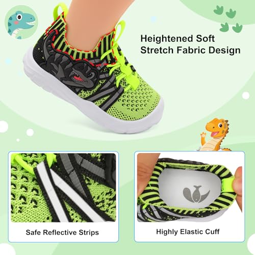 FEETCITY Toddler Shoes Boys Girls Walking Shoes Toddler Slip On Shoes Wide Kids Tennis Shoes Lightweight Toddler Dinosaur Shoes Baby Sneakers2