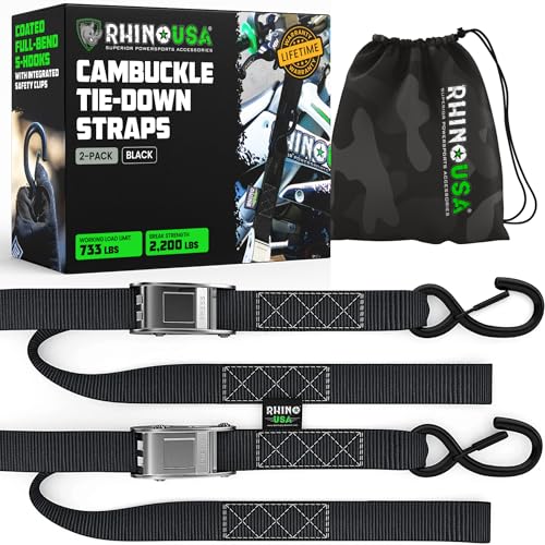 Rhino USA Motorcycle Tie Down Straps (2 Pack) Lab...