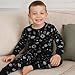 OPAWO Bamboo Viscose Pajamas Toddler Boys Girls Pajama Set 2-Piece Long Sleeve Tee and Pants Kids Fall Clothes Sleepwear Pj Set 2-8Y(Space, 3T)