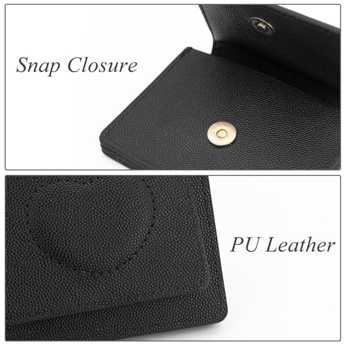 Women Leather Coin Purse, Portable Mini Change Wallet with 3 Pockets Cute Heart Change Purse Card Holder Wallet (Black)3