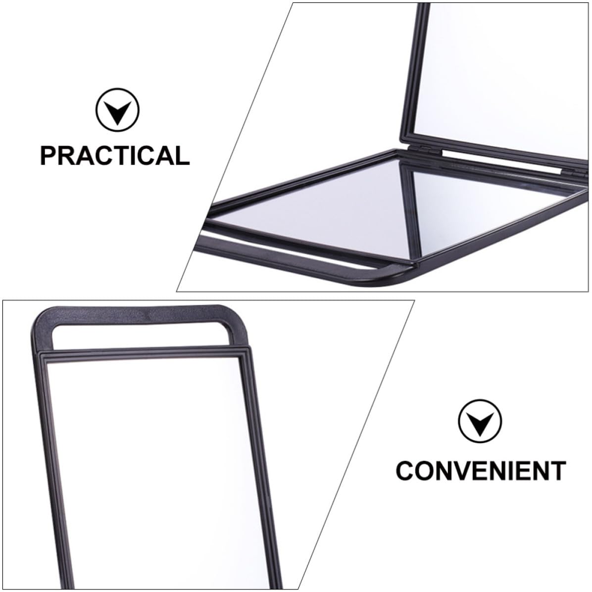 CRAFTHROU Specchio Portatile Doppia Faccia con Manico Comodo in Plastica Abs e Alluminio per Professionale e Decorazione Interna