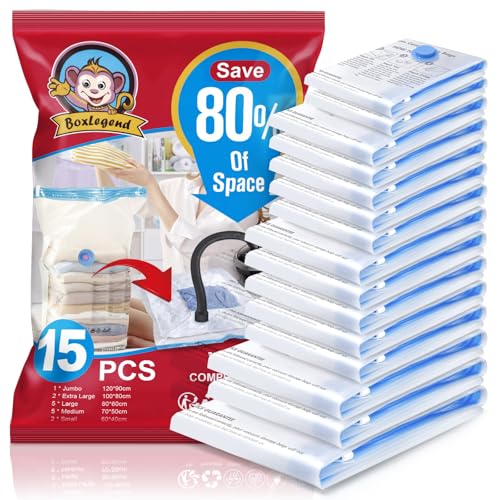 Top 7 Bolsas al Vacío para Ropa en 2024: Soluciones Eficientes para Ahorrar Espacio 15 BoxLegend Bolsas de Almacenaje al Vacio 15 Piezas 1XXL + 2XL + 5L...
