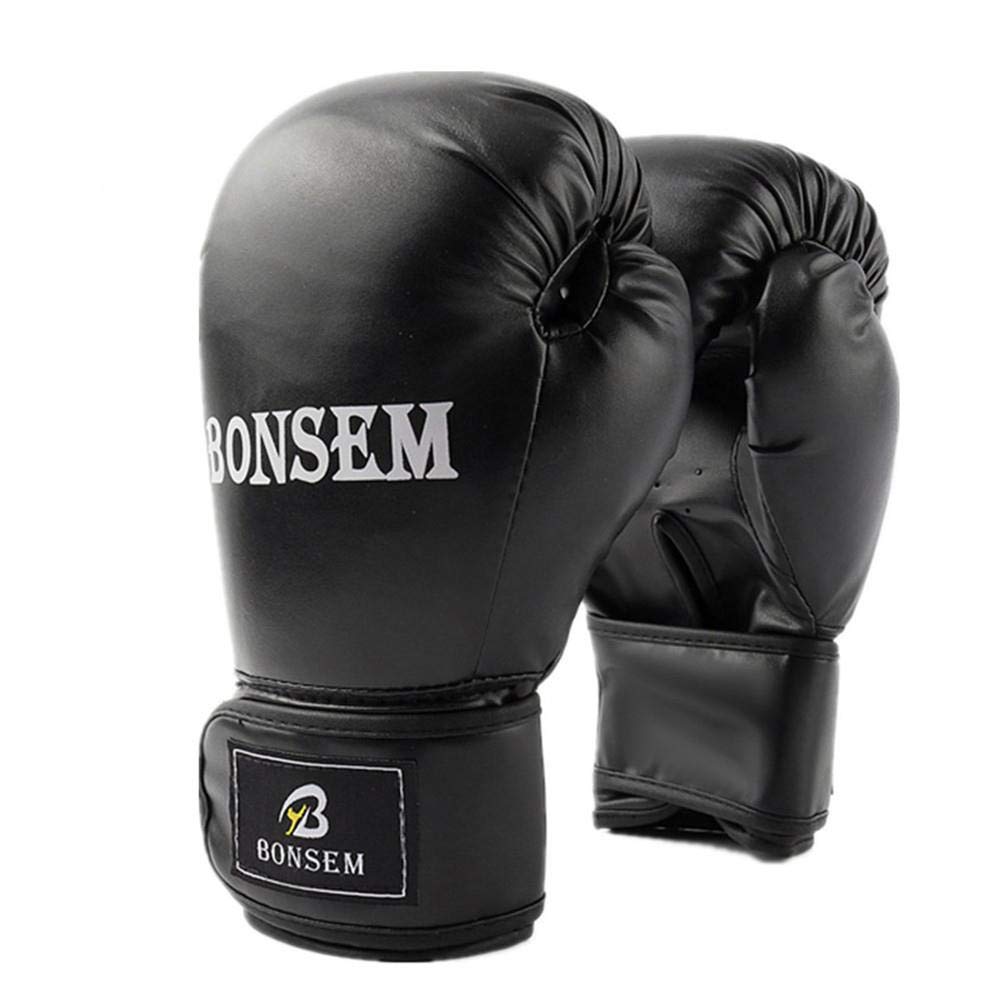 Gants de sac de boxe doublés protection intégrale 12OZ rembourrage moulé noir