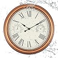 Vigorwise 12 inch Outdoor Wall Clock, Plastic Waterproof Wall Clock with Temperature & Humidity for Patio Garden Home