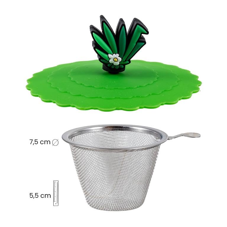DRW Lot de 6 tasses à infusion avec filtre en acier inoxydable et pont de Monet Tasse : 8 x 8 x 10 cm