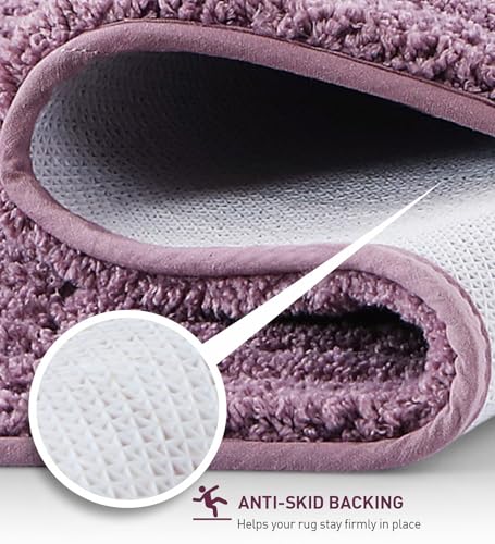 Image of Obsessions Soft & Plush Bath Mat | Quick Dry, Stain & Skid Resistant | Luxuriously Soft, Long Lasting Color | TPR Latex Backing, Size 50x80 cm, Onion Pink & Plum