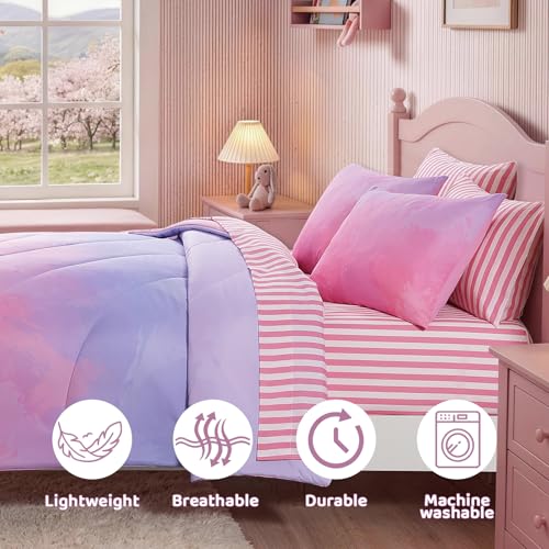 Image of Twin XL Comforter Set with Sheets for Girls-5 Pieces Twin Bedding Sets | Soft Ombre Comforter with Pillowcases & Shams, 66 inch X 86 inch