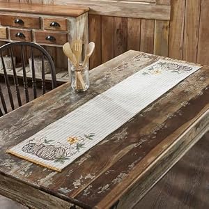 VHC Brands Autumn Pumpkin Patch Stripes Table Runner 12x60, Kitchen Dining Table Holiday Decoration, Decor for Fall and Thanksgiving VHC Brands Autumn Pumpkin Patch Stripes Table Runner 12×60 Kitchen Dining Table Holiday Decoration Decor for Fall and Thanksgiving