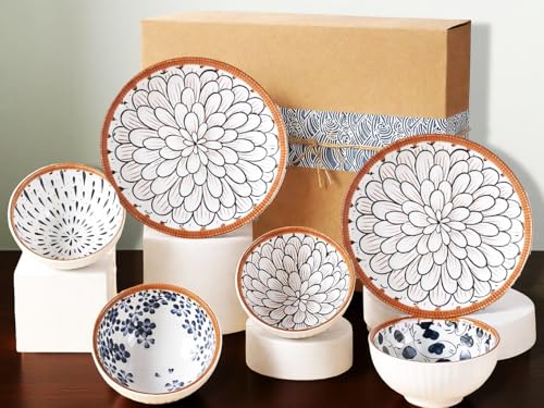 Image of YOMITH Ceramic Dinner Set with Plates & Bowls | 2 Plate & 4 Bowls Crockery Set for Indian Dining Table | Microwave & Dishwasher Safe | Home & Gifting (Set of 6)