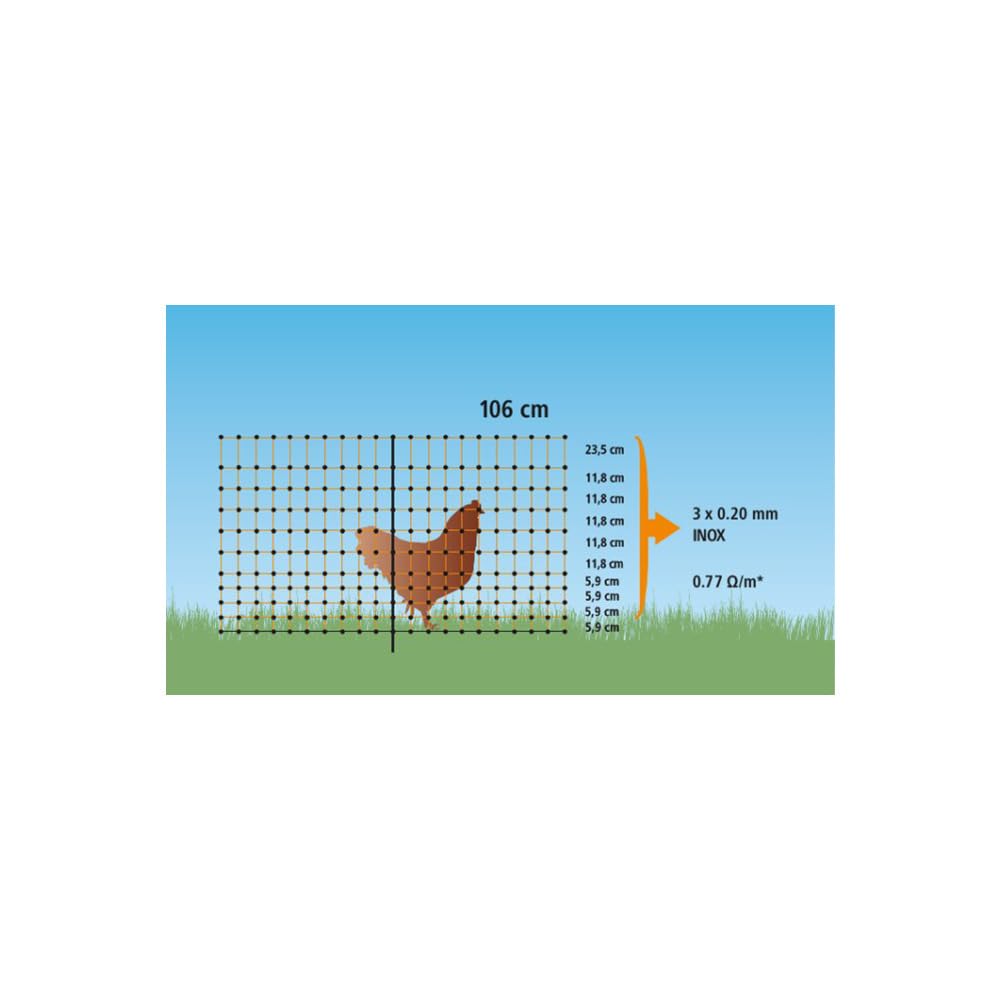 Kerbl PoultryNet PoultryNet Conductive Double Pointed 50 m 106 Or 112 cm Orange