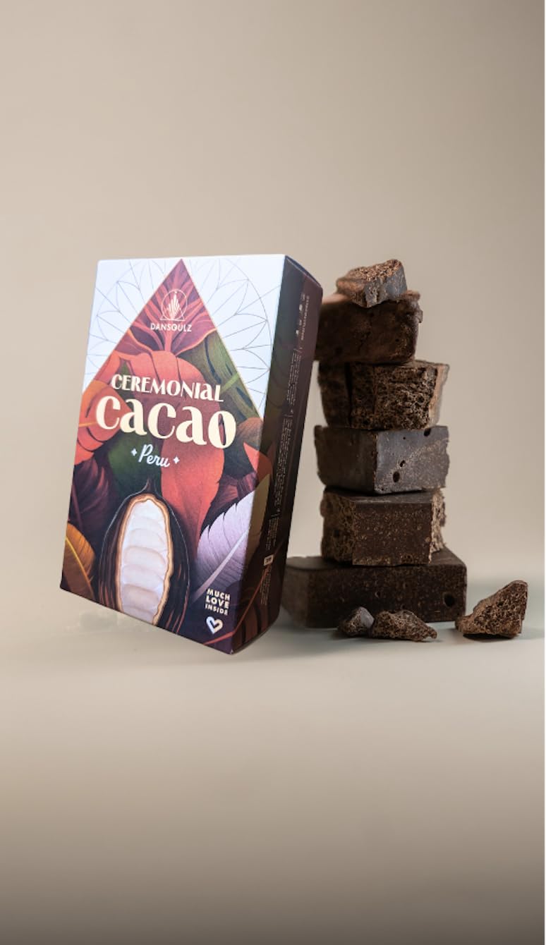 DANSOULZ Peru Premium Zeremonieller Rohkakao Block - Ungeröstete Kakaobohnen, Mild Fruchtiger Kakao, Nachhaltig und fair für Kakao Zeremonie, Ideal für Rituale, ceremonial grade cacao
