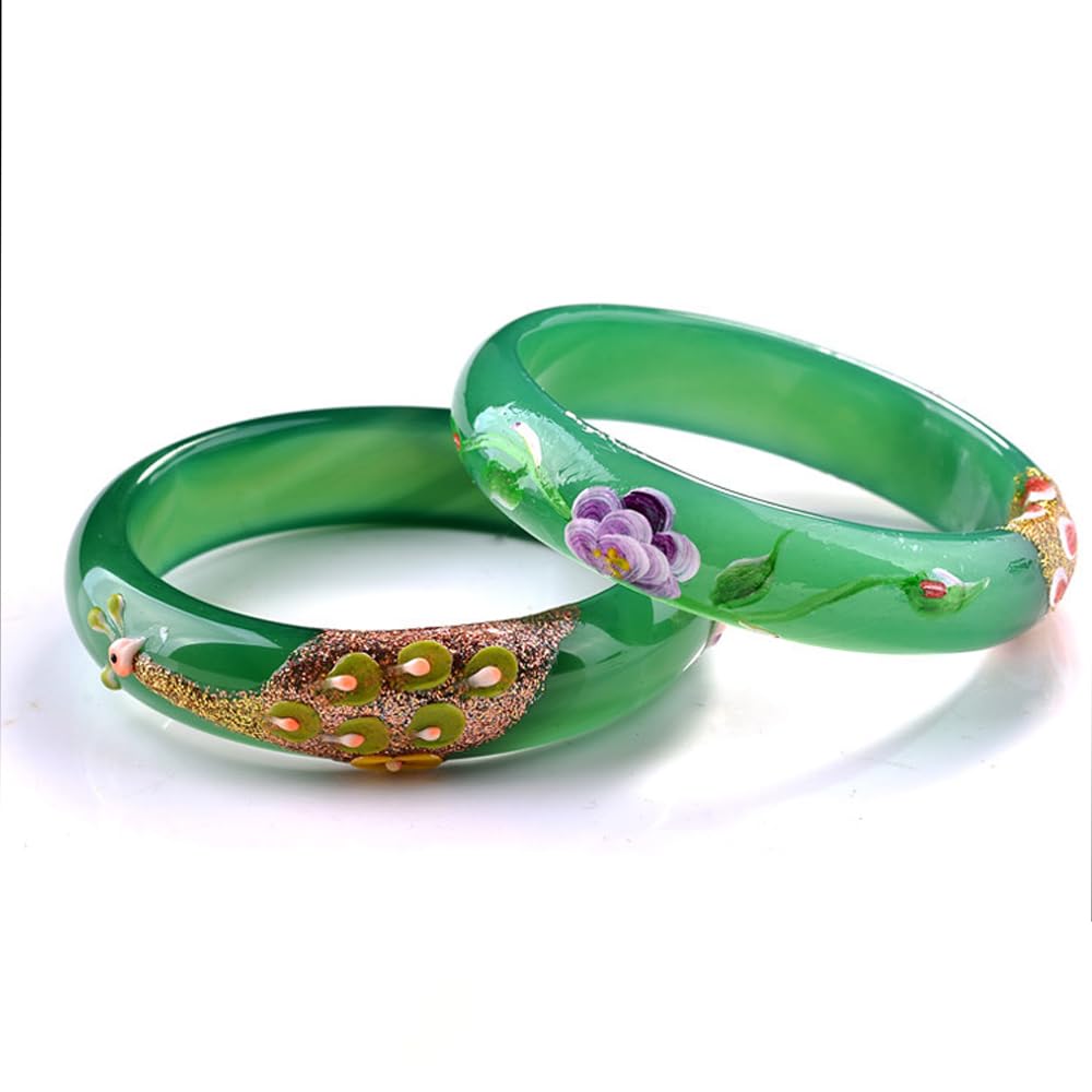 Verde Giade Bangle per Donne Bracciale di buona Fortuna Bracciale Donna Jade Bracciale Bracciale Vintage Vintage Bracciale Stone Birthday Christmas (Women Jade Bangle112, 58-59mm)