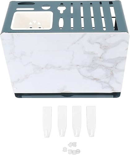 Bloques de cuchillos multifuncionales con tabla de cortar de placa blanca, soporte para tapa de olla para organización de encimera, almacenamiento