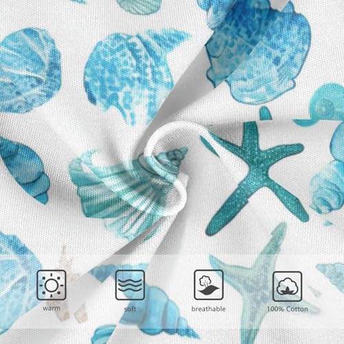 Wusikd Watercolor Teal Boys' Underwear Cotton Blue Sea Shells Starfish Boys Briefs Soft Toddler Underwear 2T3