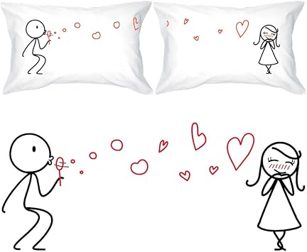 BoldLoft from My Heart to Yours Couples Pillowcases King Size His and Hers Gifts for Girlfriend, Wife, Valentines Pillowcases for Anniversary, Wedding, Engagement, Romantic Bedroom Decor for Couple