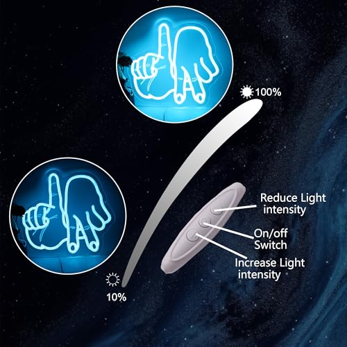 Image of LA Gesture LED Neon Sign, Los Angeles Gesture Light Up Sign Dimmable USB Powered for Wall Bedroom, Man Cave, Baseball Team Decor, Garage, Bar, Party, Game Room, Nightclub, Gifts