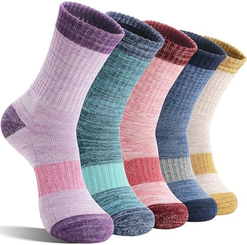SAVALOS Merino Wandersocken für Damen Herren, Wolle Thermosocken, Warme Wintersocken und,Atmungsaktive Merino Wollsocken 5 Paar