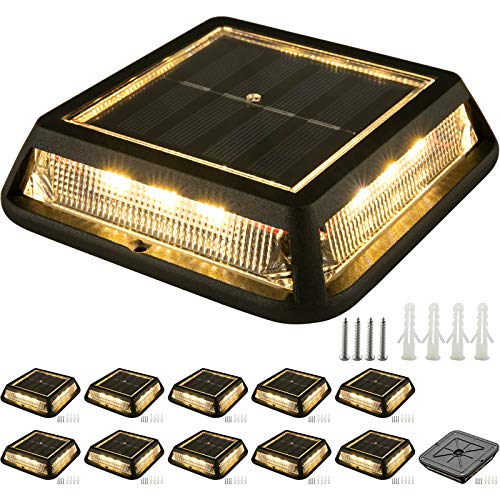 Exclusive Happybuy Solar Dock Lights 12 PCS, Driveway Lights LED Warm White, Solar Deck Lights Waterproof for Outdoor Stair Step, Walkway, Backyard Step