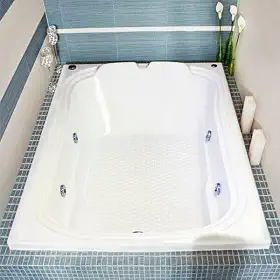 Banheira de Hidromassagem Ouro Fino Acrílica Goldline Dupla 150cmx110cmx40cm Branco