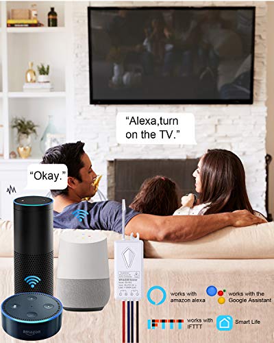 Smart Light Switch - Thinkbee 2.4Ghz Wifi Wireless Light Switch Kit, Compatible With Alexa, Google Assistant And Ifttt, Outdoor 1969Ft Indoor 164Ft Remote Control, No Hub Required, Ceiling Led Lamp #TOP2