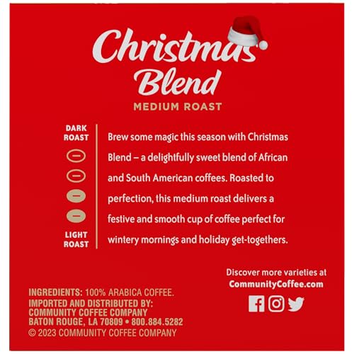 Image of Community Coffee Christmas Blend, 10 Count Coffee Pods, Medium Roast, Compatible with Keurig 2.0 K-Cup Brewers, 10 Count (Pack of 1)
