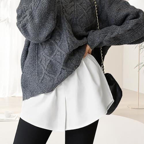 tagunop Women's Shirt Extender Removable Layering Skirts Half Length Undershirt Skirt with Buttons3