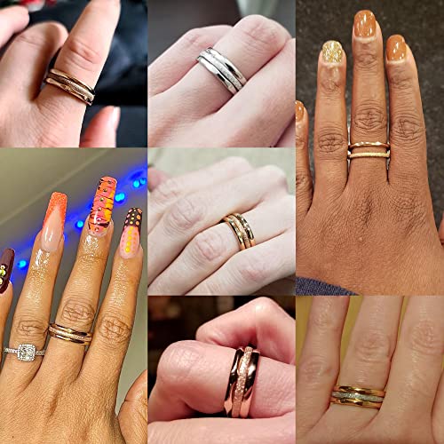 JOERICA 3Pcs 2mm Stainless Steel Women's Stackable Eternity Ring Band Engagement Wedding Ring Set 4-93