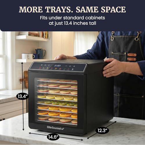 Image of Elite Gourmet 10-Tray Digital Food Dehydrator, 48-Hr Timer, 95-167F, Black