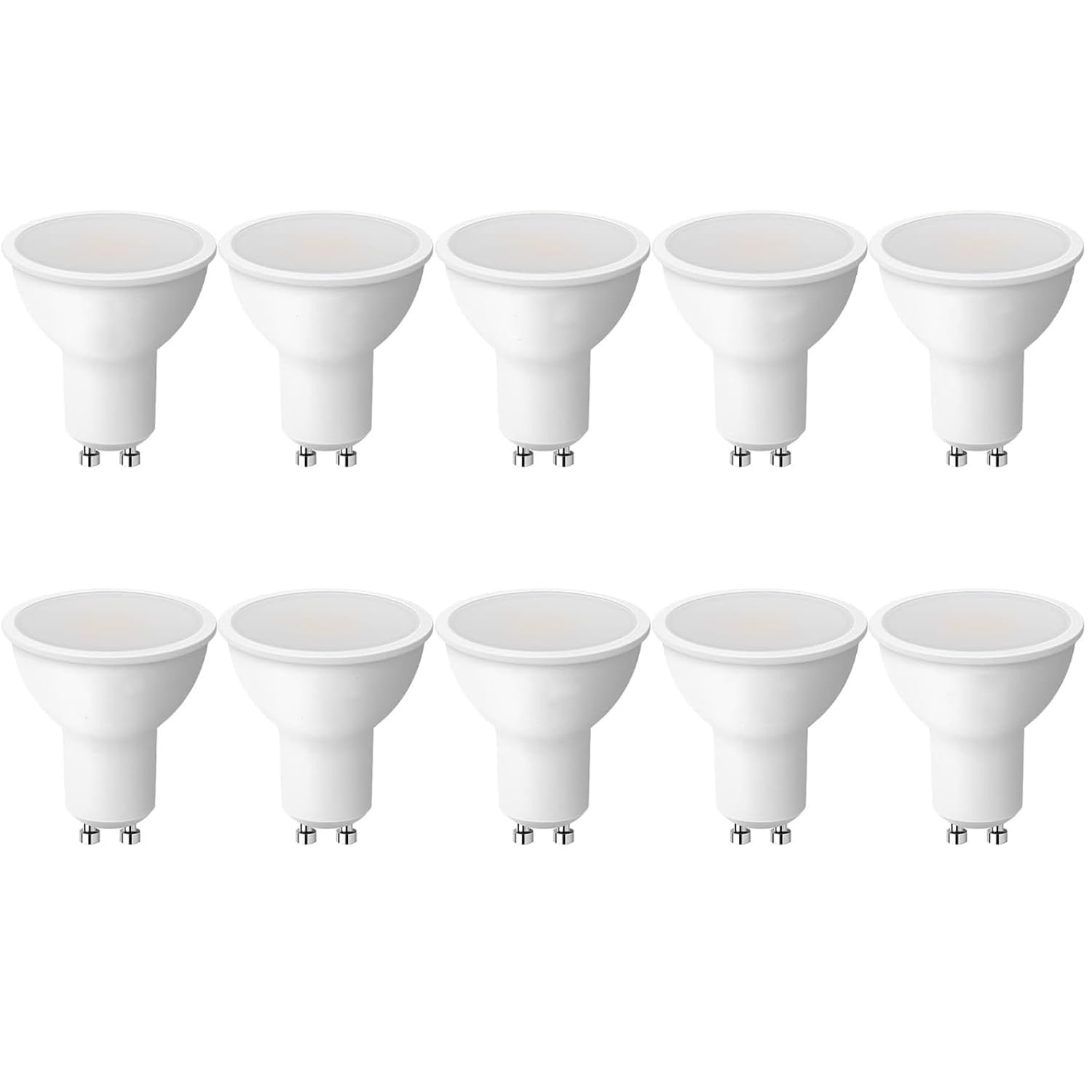FLSNT GU10 LED Bulbs, 6W Day Light 6500K LED Spotlight Bulbs, Equivalent to 60W Halogen, 550LM, 38° Beam Angle, Non-Dimmable Energy Saving GU10 Light Bulbs for Home, Pack of 10 [Energy Class F]