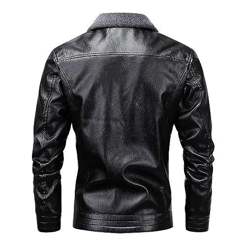 Chaqueta de cuero sintético para hombre con cuello alto miniatura 4