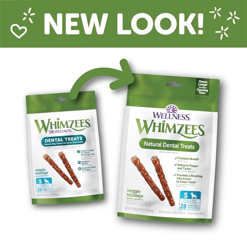 Wellness WHIMZEES Veggie Sausage Dog Dental Treats, Natural Chews, Small Size Stick, (28 Count) - Thumbnail 3
