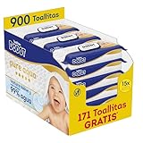 Dodot Pure Aqua Toallitas con Textura Suave para bebé, 900 toallitas (15 Packs de 60 unidades), con loción de 99% agua