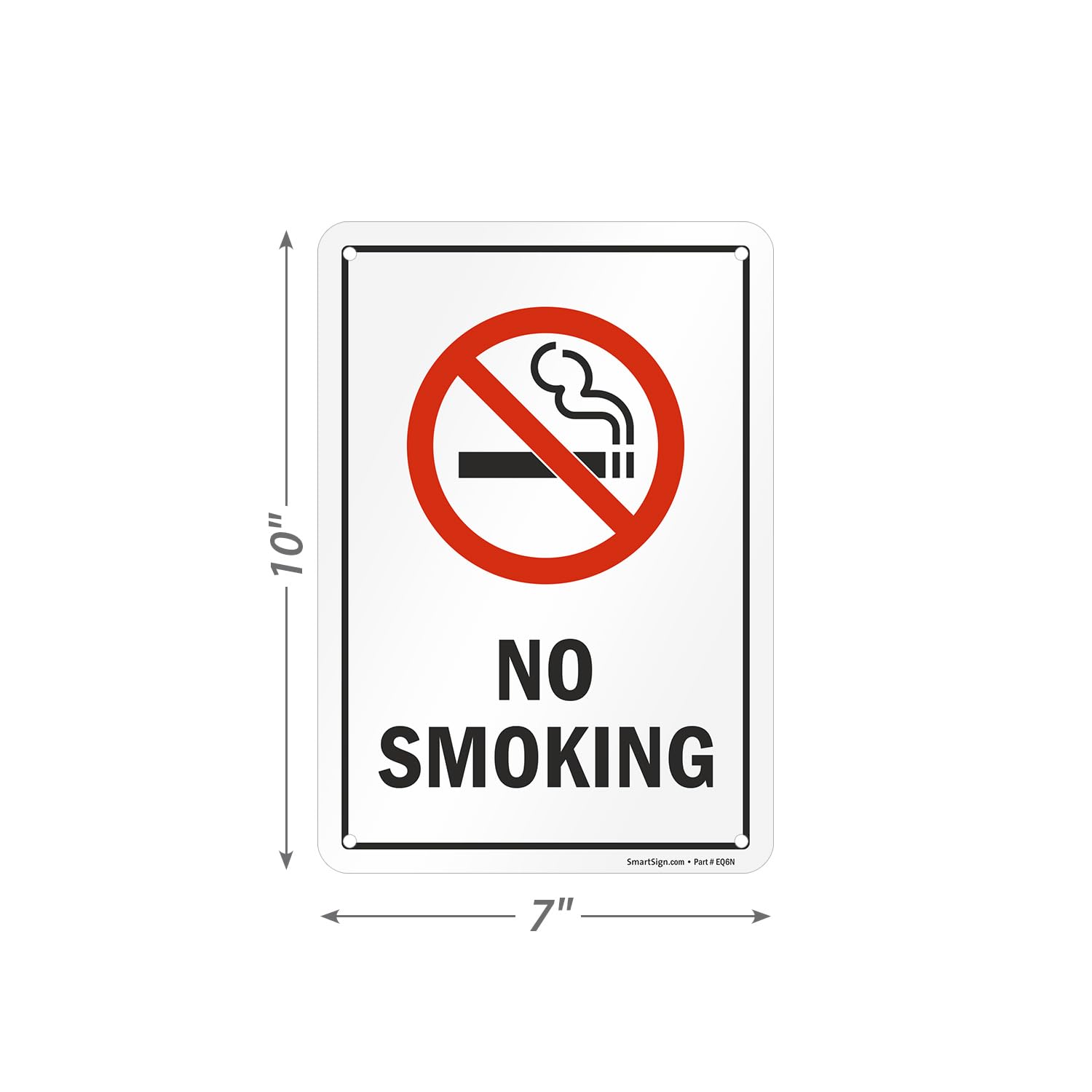 SmartSign "No Smoking" cartel | 7" x 10" aluminio (paquete de 4)