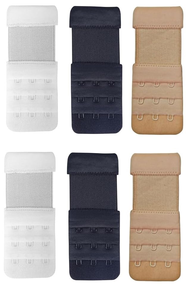 HAIR ACCESSORIES 3 Hooks Bra extenders 3 Eye With Extra Elastic Hook Expender band for Women Soft Stretchy Bra Strap For Girls Pack of 6-image-45