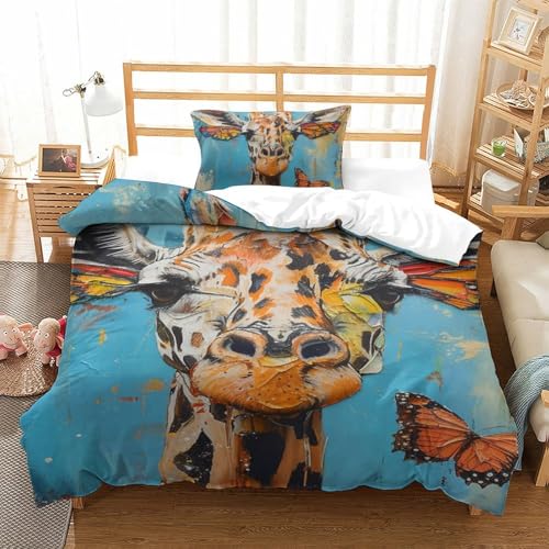 Housse de couette girafe 3D 135x200cm en microfibre douce - 2