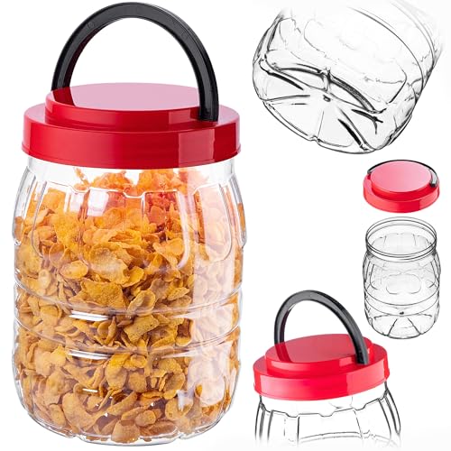 KADAX Tarro de almacenamiento de 2 litros con tapa, 1 unidad, bote de almacenamiento de plástico PET, recipiente de cocina, recipiente de plástico para alimentos, tarro de almacenamiento, recipiente