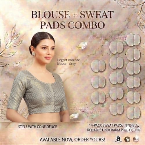 Image of Studio Shringaar Women's Zari Brocade Stitched Elbow Length Sleeves Saree Blouse