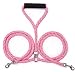 Double Dog Leash No-tangle Dual Leash for Two Dogs Pink