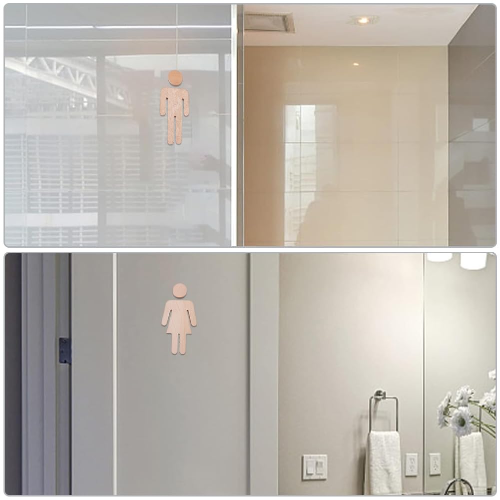 GORGECRAFT Panneaux de Toilettes en Bois pour Hommes et Femmes Panneaux de Porte de Salle de Bain Identification des Toilettes Étiquette de Symbole en Bois pour Bureaux Entreprises Restaurants Porte