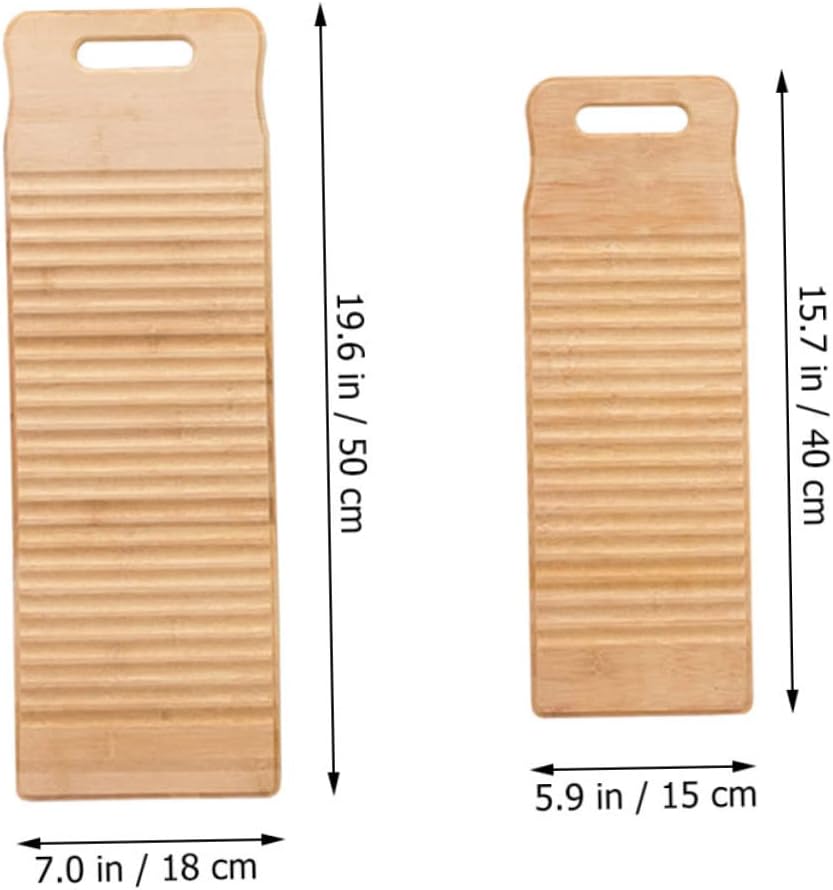 Totority 2pcs Bamboo Mini Washboard Slip Laundry Cleaning Board for Hand Washing Cloths and Boys and Girls