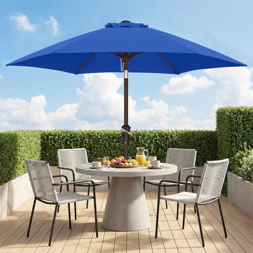 Image of ABCCANOPY 7.5FT Patio Umbrella Outdoor 6 RibsTable Umbrella(Blue) | Fade & UV Resistant Fabric,6 Fiberglass Ribs,Smooth Crank System,Wind Resistance,Great for Patio,Backyard,Garden,Deck