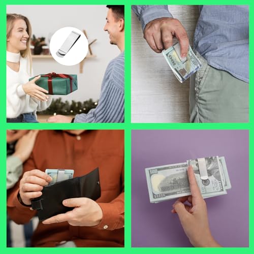 20 Stück Geldklammer Edelstahl - Herren Silber Money Clip, Metall Tragbare Geldscheinklammer für Geld Vordertasche Kreditkarte Visitenkarte Dokumente Banknote Herren