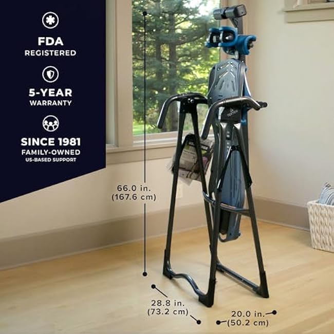 Teeter FitSpine X1 Inversion Table, Decompression Surface for Full-Body Stretch, Ergo Embrace Ankle Supports, Integrated Accessories, UL Safety Certified, Heavy-Duty 300 lb Capacity