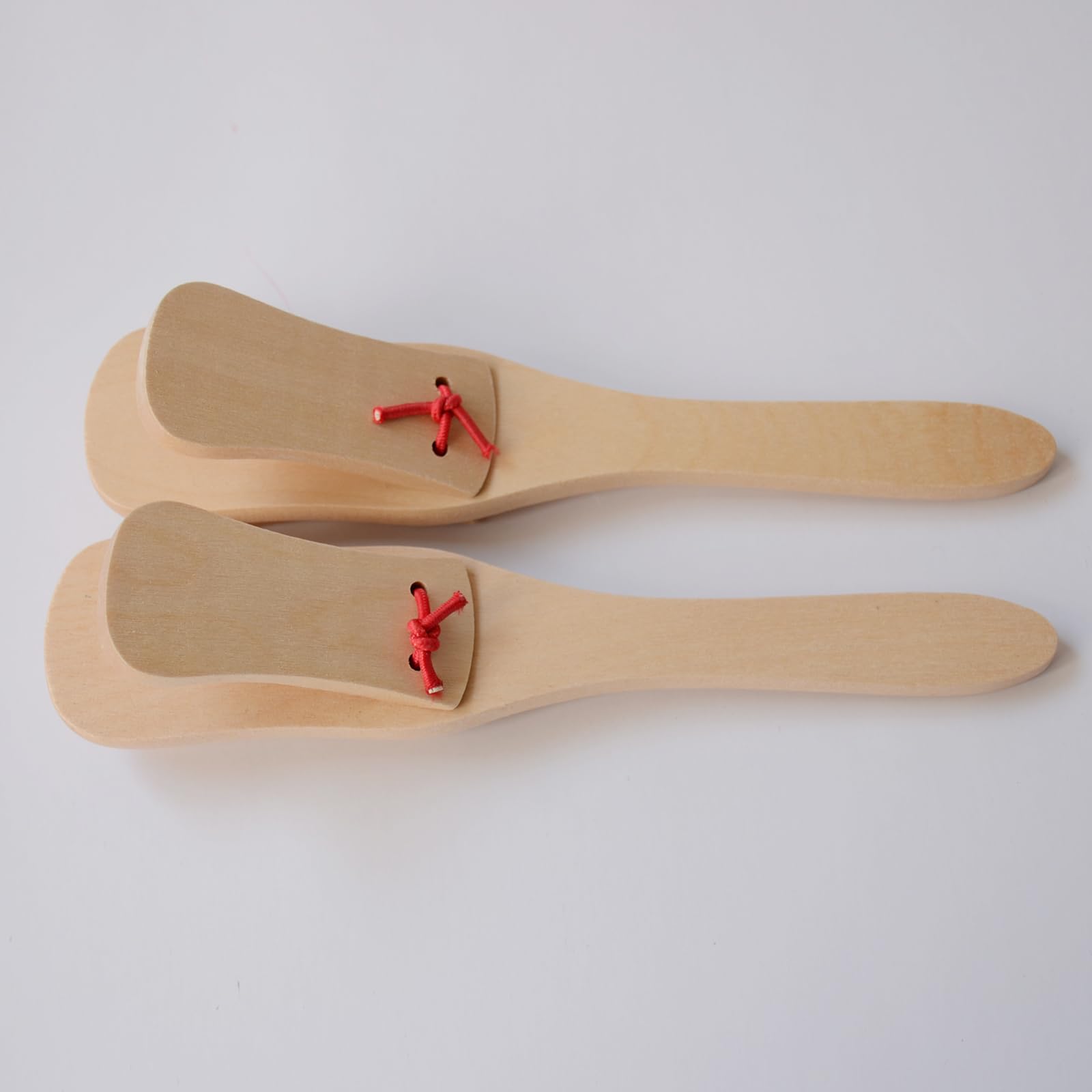 2 Stück Professionelle Kastagnetten, Einzelset mit Griff, Holz Kastagnet Klapper Pädagogisches Musikinstrument 20,3 cm (Braue Holzfarbe)