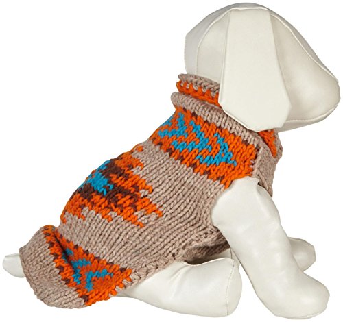 Chilly Dog Aztec Dog Sweater, X-Large, Tan